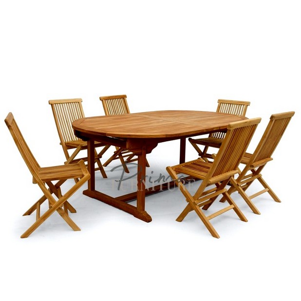 Kaiden 6 Folding Chair Garden Extendable Dining Set