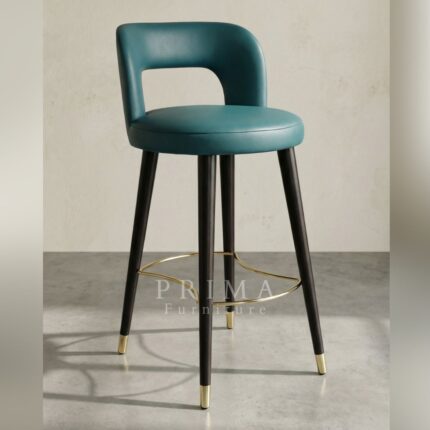 teal minimalist bar stool with footrest and metal legs