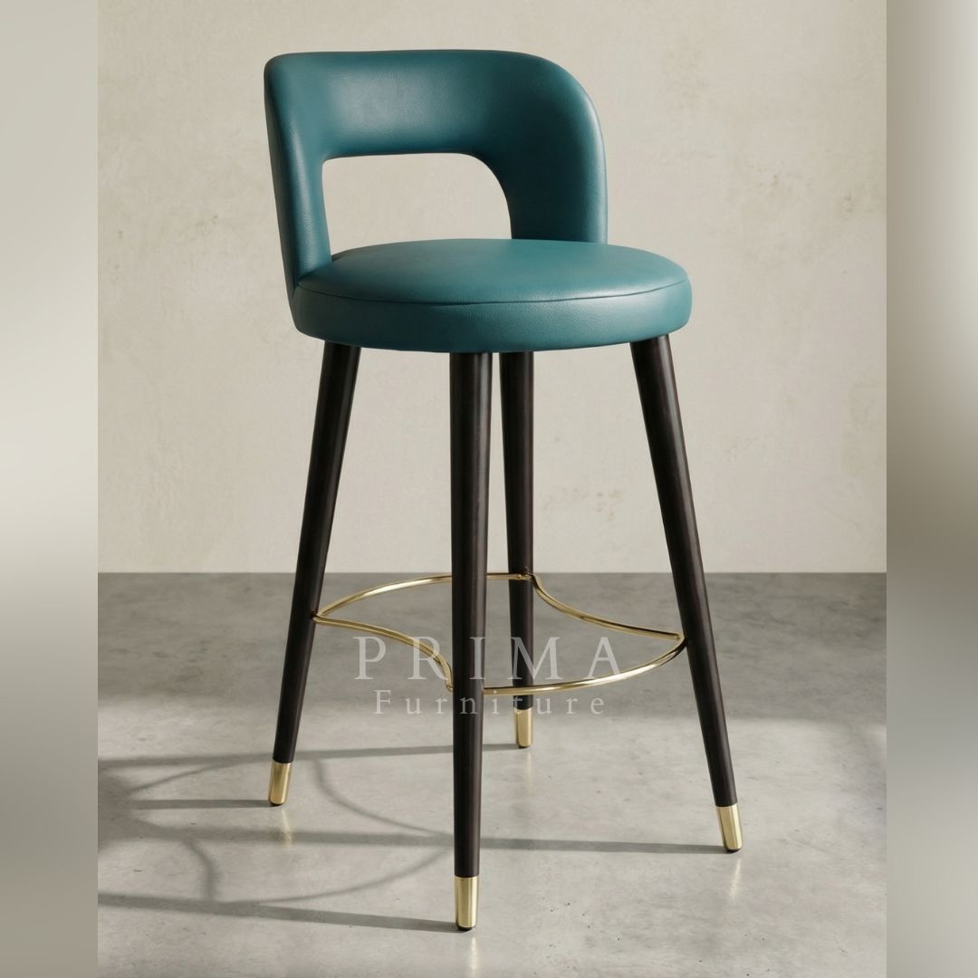 Lucas Teal Minimalist Bar Stool teal minimalist bar stool with footrest and metal legs